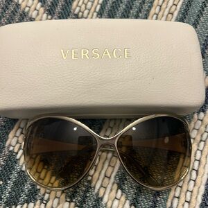 Vintage Versace Sunglasses with Gold Frame and Brown Lenses